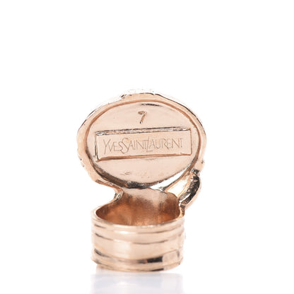 Saint Laurent Glass Cabochon Arty Ovale Ring 7 Rose Gold Lapis 4 of 5