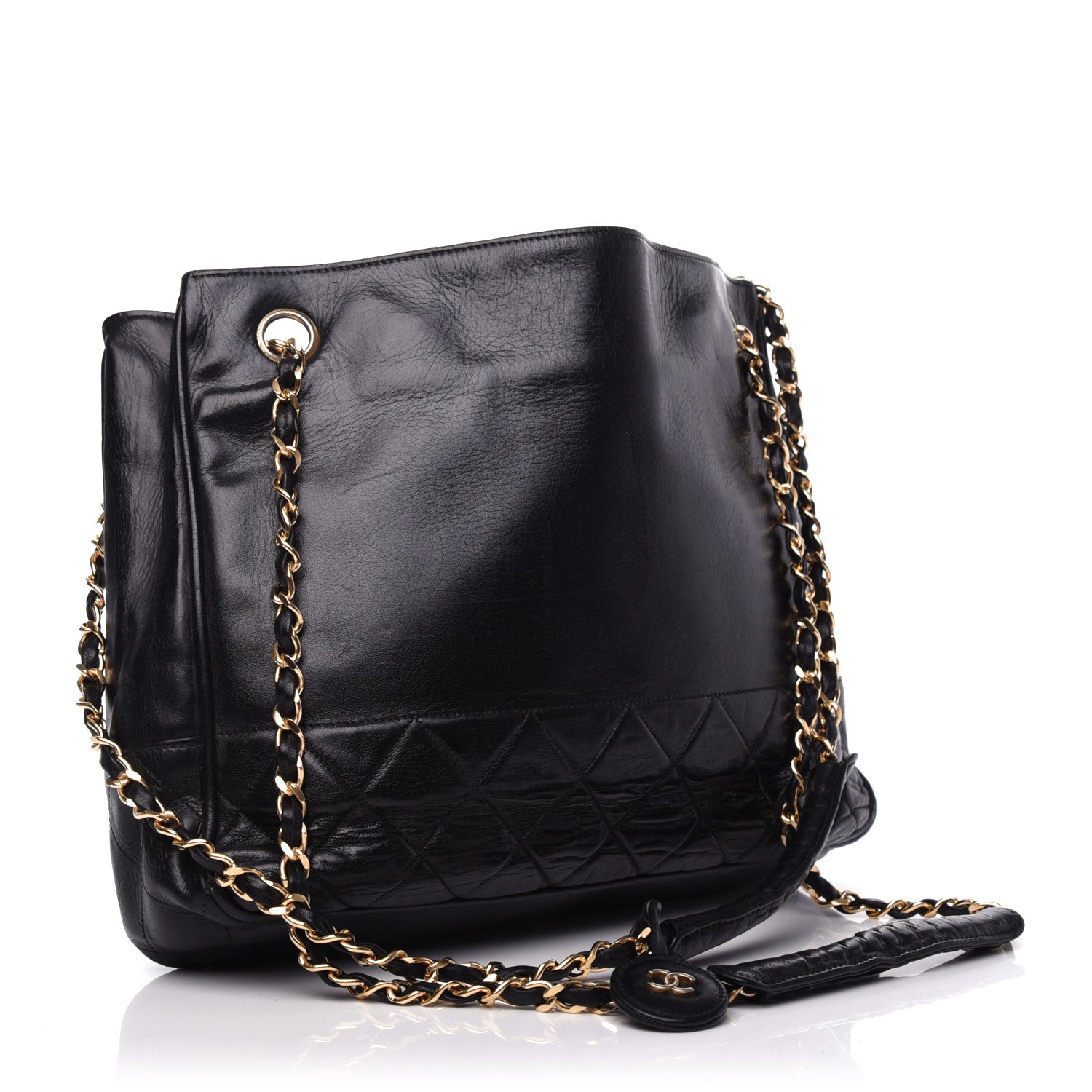 Chanel Lambskin Shopping Tote Black 3 of 9