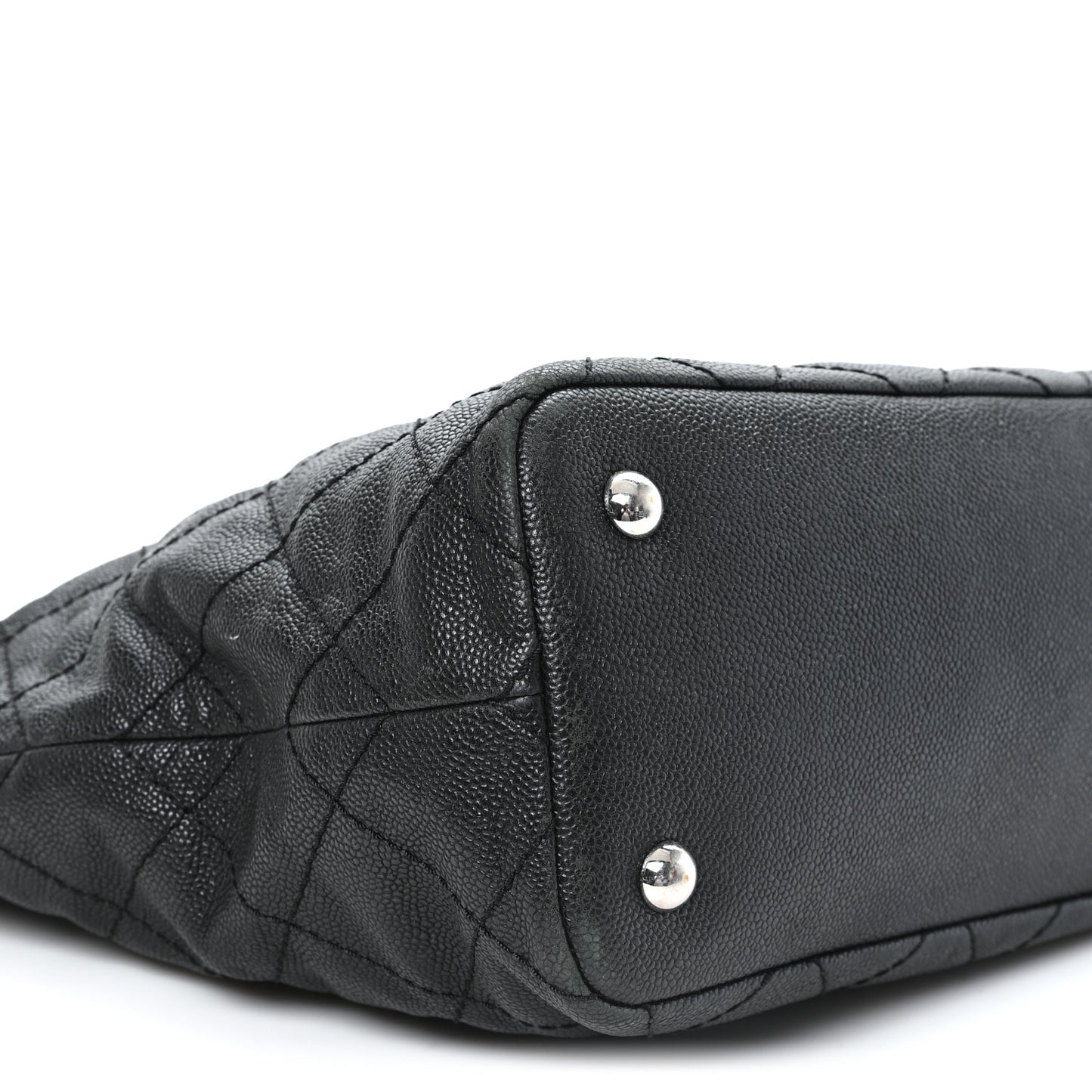 Grained Calfskin Quilted Small Daily Shopping Tote Black