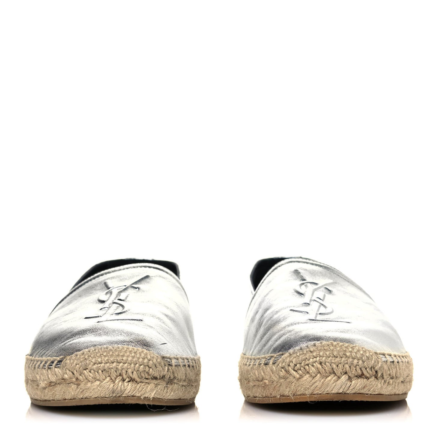 Metallic Lambskin Monogram Espadrilles 40.5 Argento