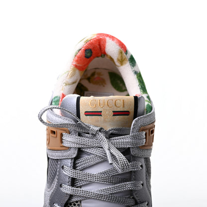 Gucci Metallic Calfskin Glitter Mesh Womens Ultrapace Sneakers 38 Silver Light Grey Mystic White 7 of 9