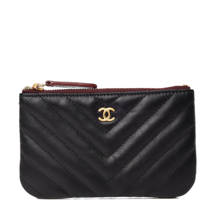 Chanel Lambskin Chevron Quilted Small Cosmetic Case Black 1 of 10