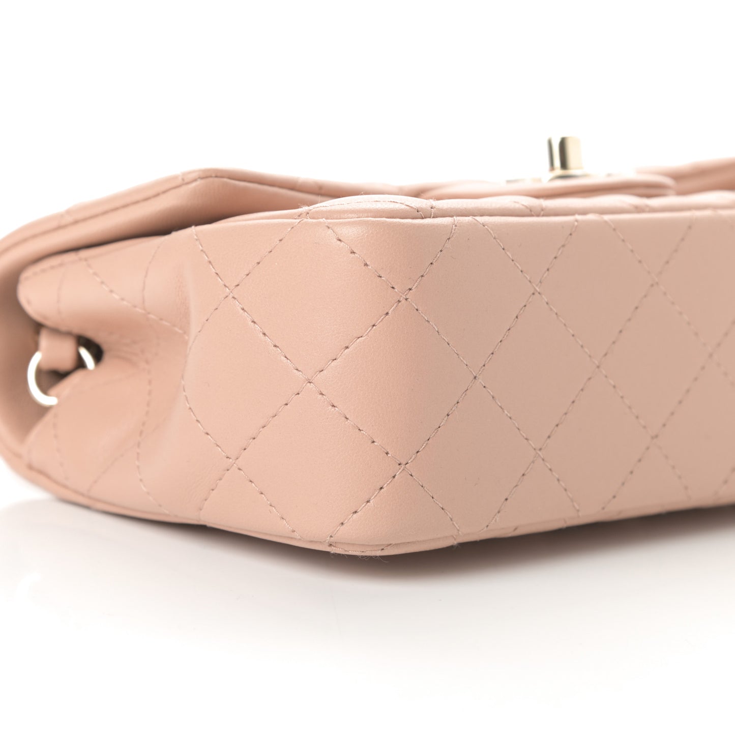 Lambskin Quilted Mini Rectangular Flap Beige