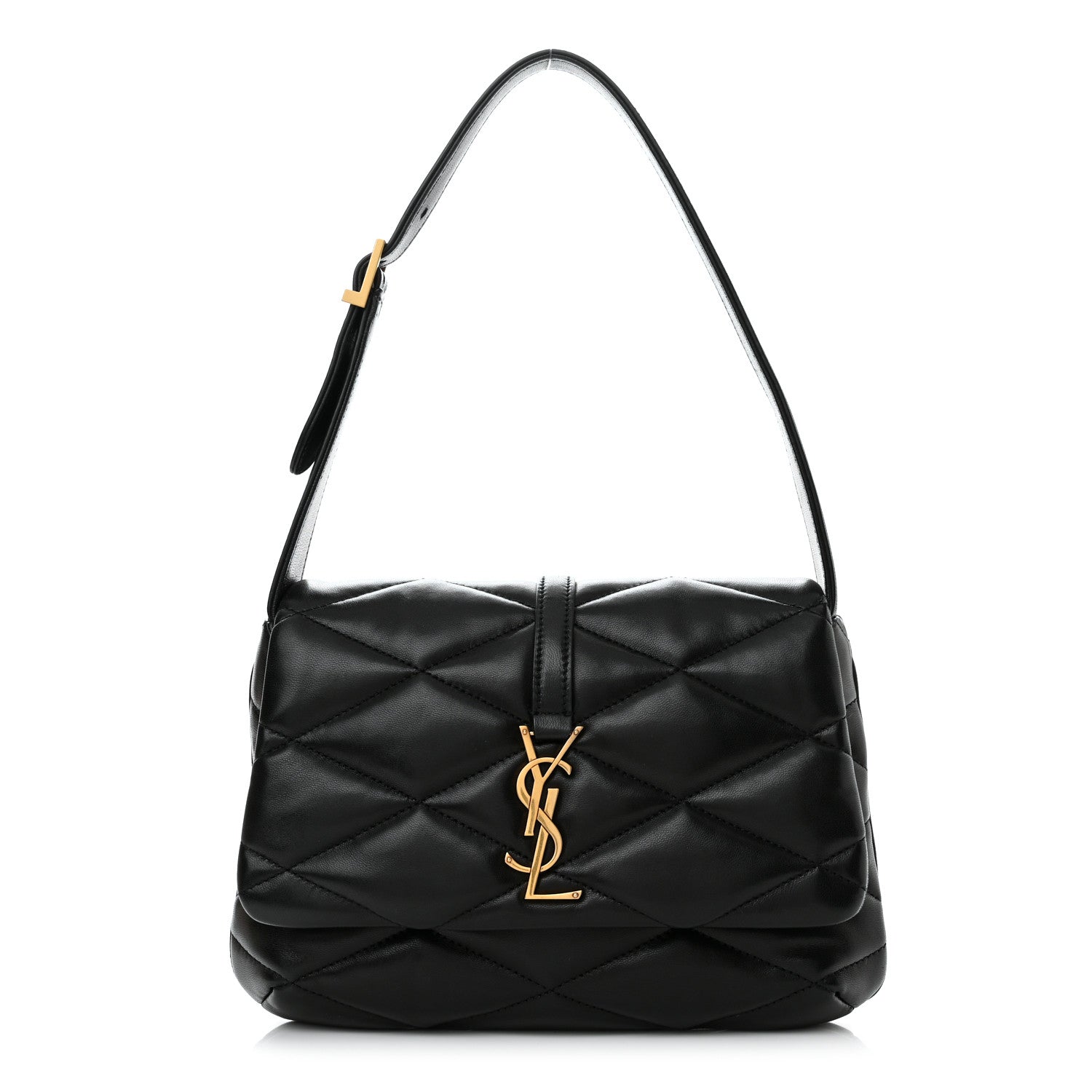 Saint Laurent Lambskin Quilted Le 57 Diamond Shoulder Bag Black 1 of 10