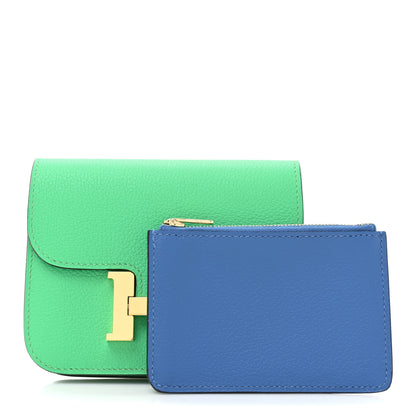 Hermes Evercolor Bi-Color Constance Slim Wallet Vert Comics Bleu Zellige 3 of 11