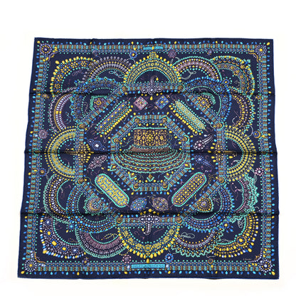 Hermes Silk Parures Des Maharajas Scarf 90 Caban Turquoise Arnica 1 of 5