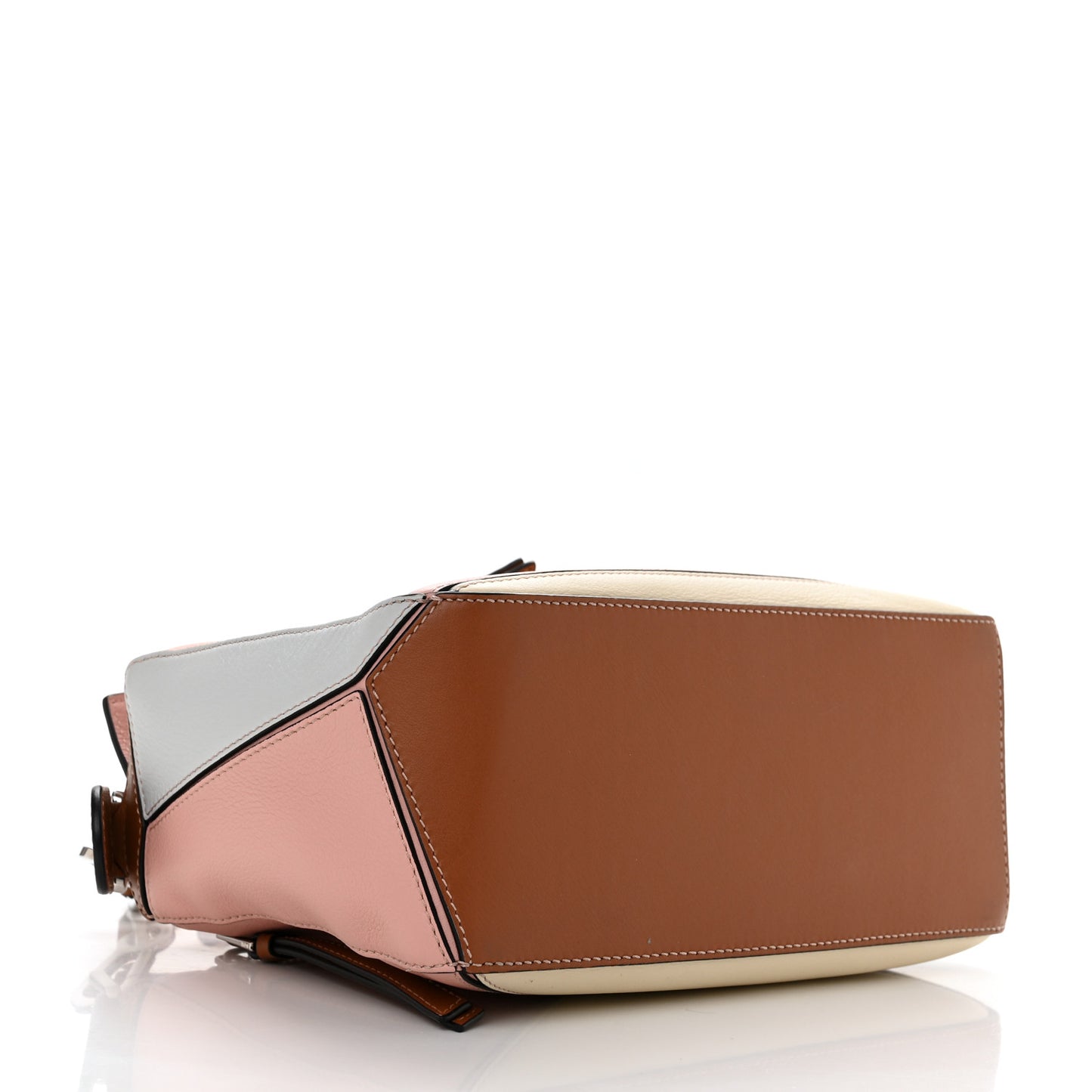 Calfskin Small Puzzle Bag Soft Pink Tan White