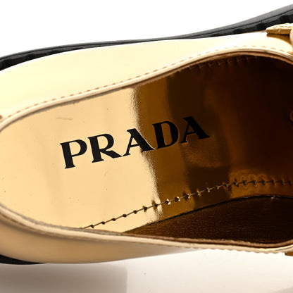 Prada Metallic Brushed Calfskin Metal Triangle Logo 50mm Loafers 38 Platino 7 of 8