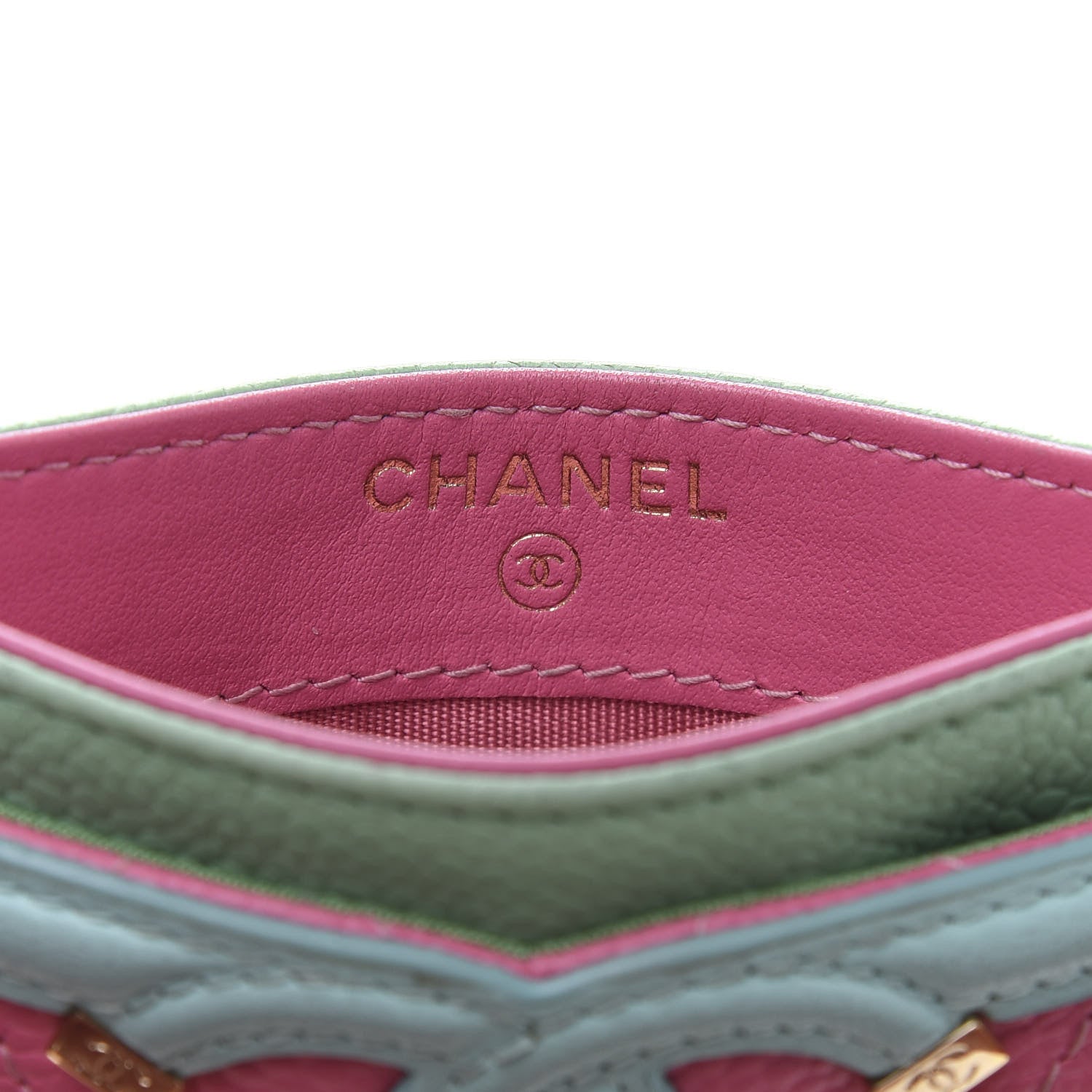 Chanel Caviar Quilted CC Filigree Card Holder Pink Blue Green 8 of 10