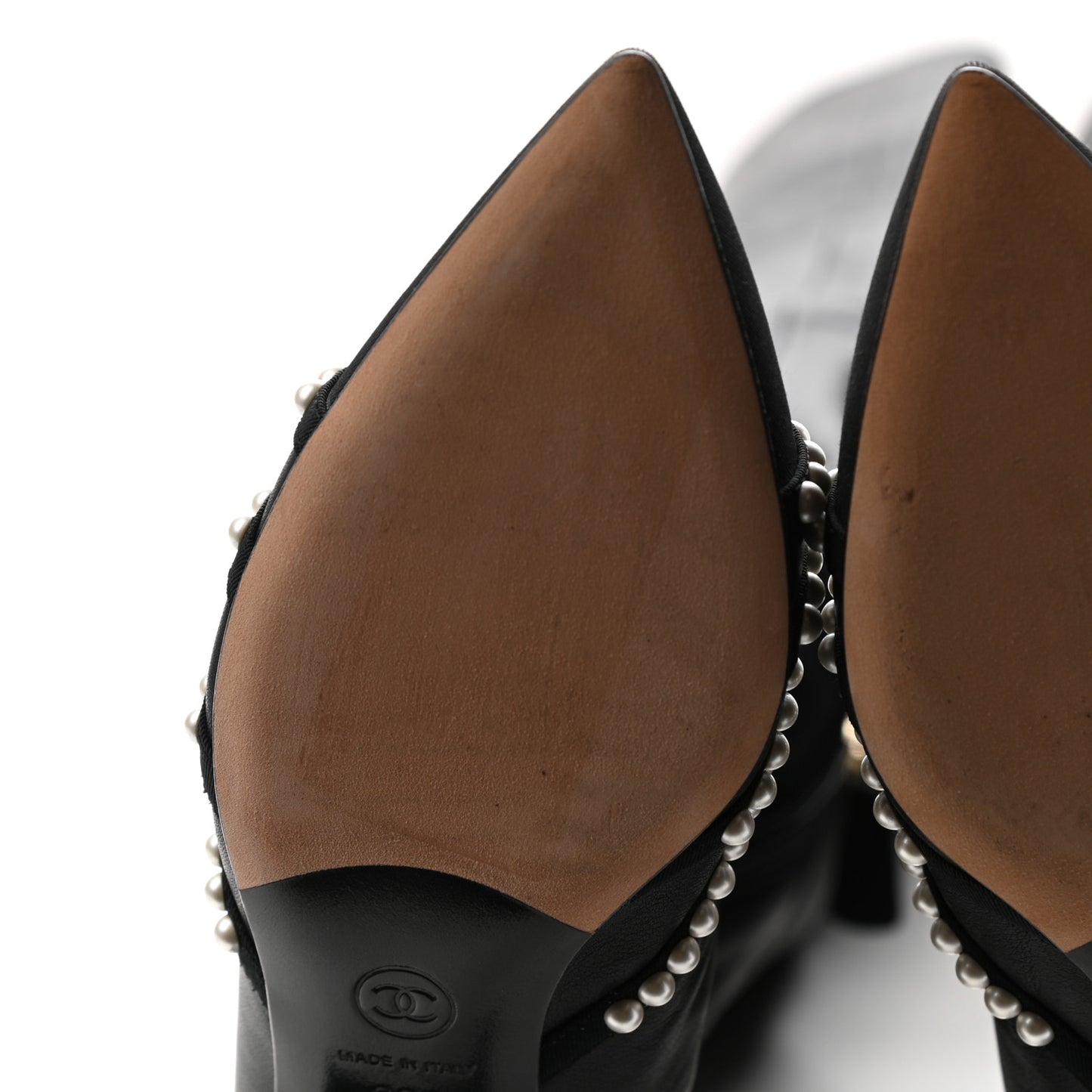 Lambskin Grosgrain Pearl Cap Toe High Boots 38 Black