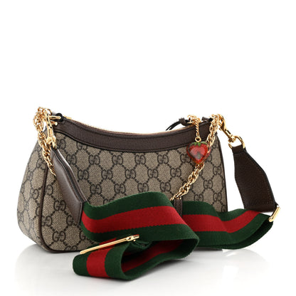 Gucci GG Supreme Monogram Textured Dollar Calfskin Web Small Ophidia GG Handbag Beige Ebony New Acero 3 of 10