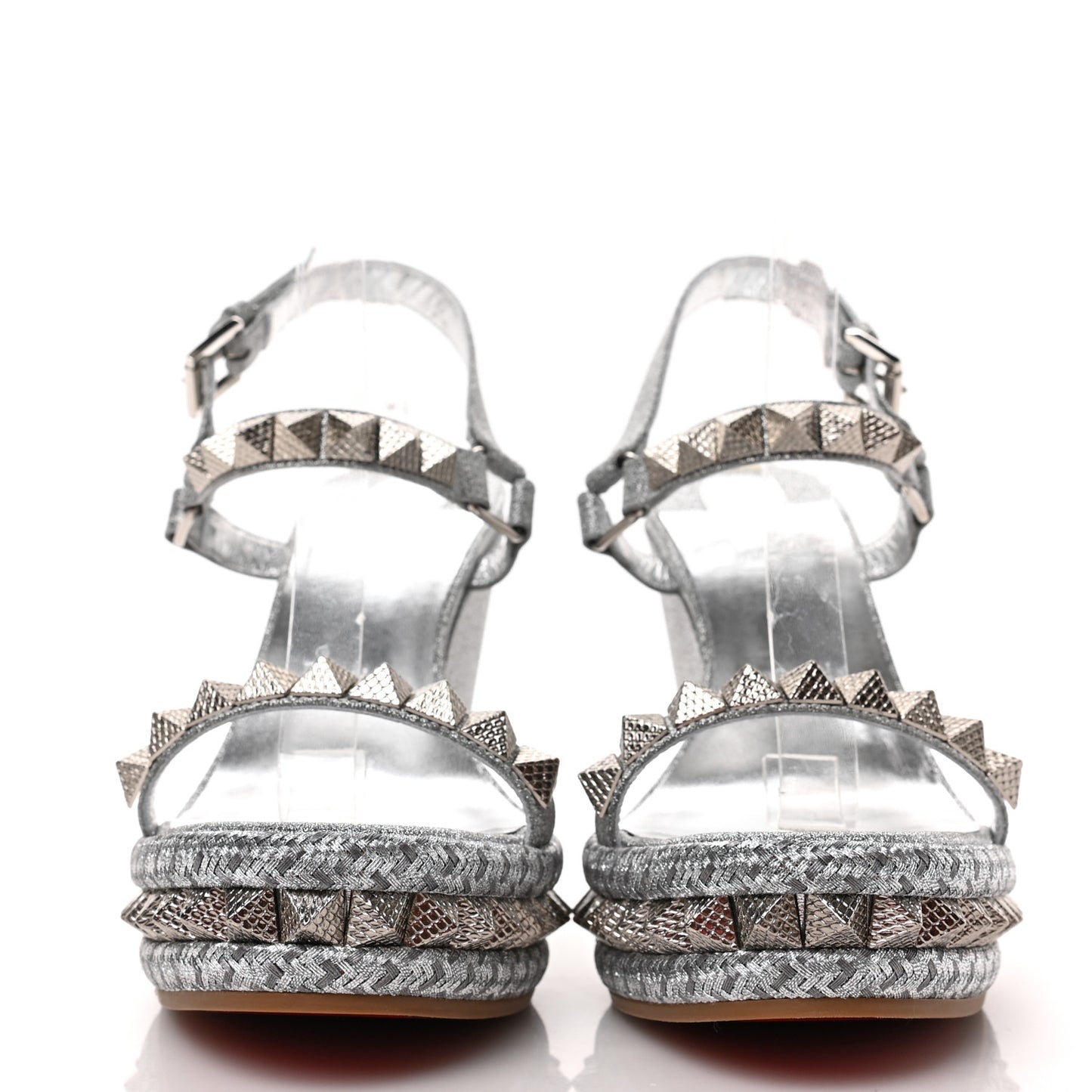 Glitter Nappa Mica Pyraclou 110 Wedge Sandals 39 Silver