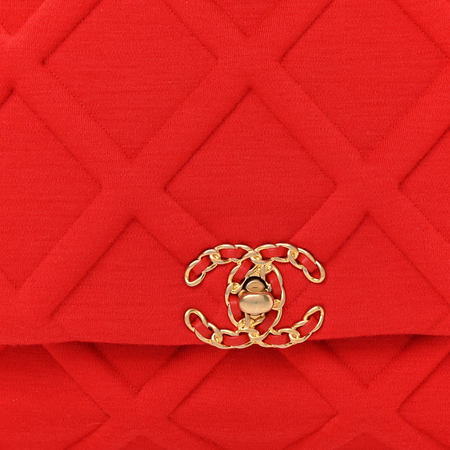 Chanel Jersey Lambskin Quilted Maxi Chanel 19 Flap Red 8 of 10