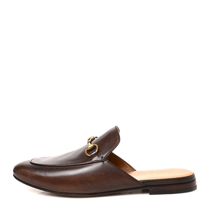 Gucci Calfskin Mens Princetown Slippers 10 Fondente Brown 1 of 10
