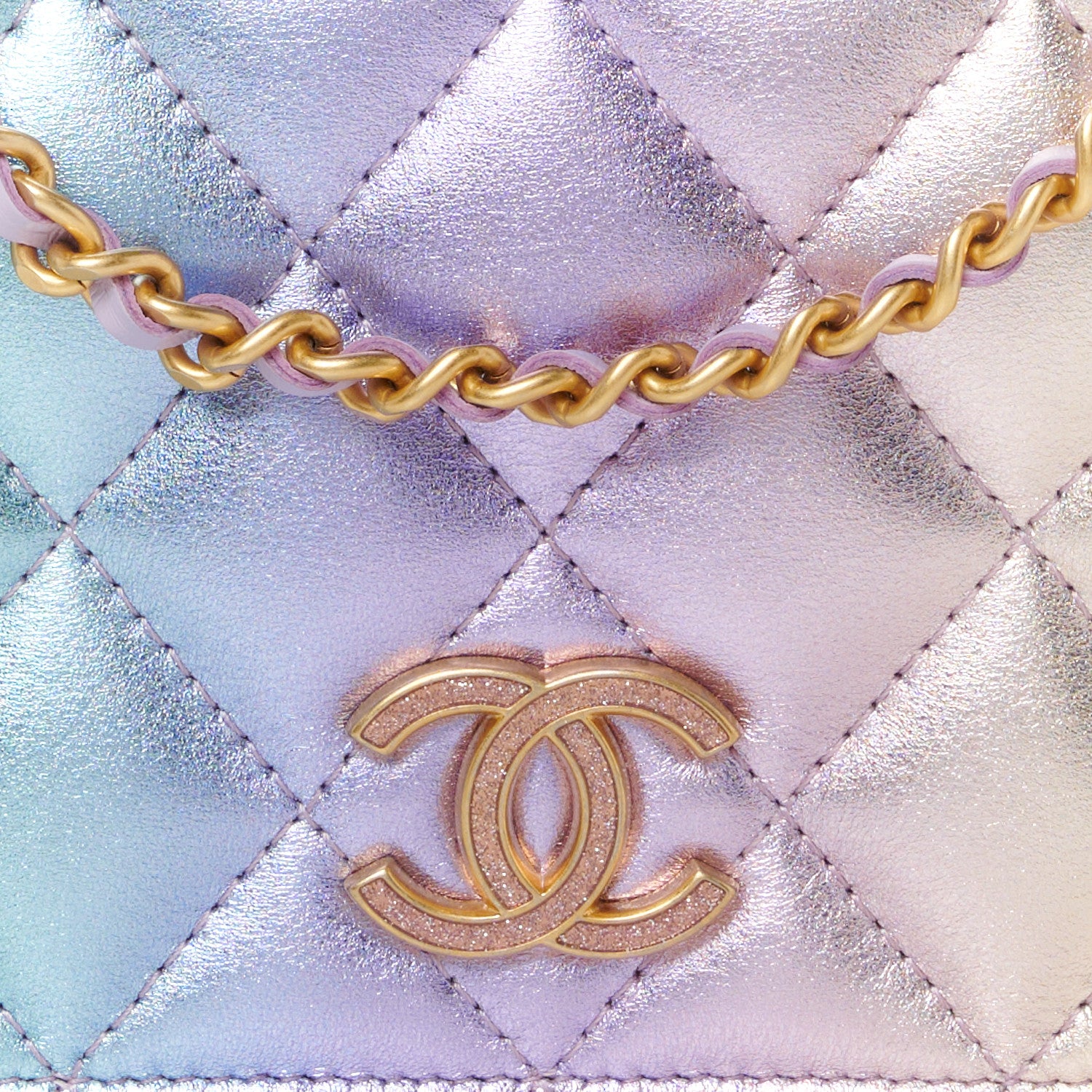 Chanel Iridescent Lambskin CC Roller Skate Clutch With Chain Multicolor 9 of 11