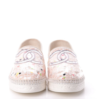 Chanel PVC Tweed CC Espadrilles 37 Coral White Transparent 2 of 9