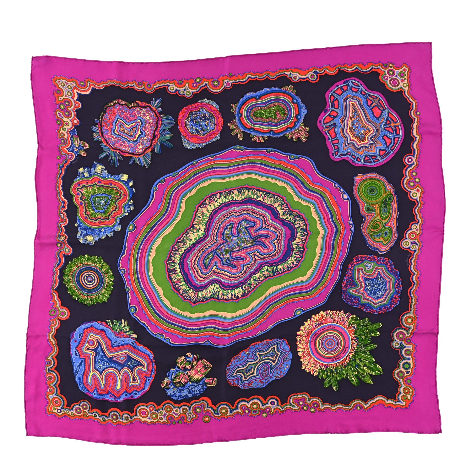 Hermes Silk Pierres Et Cristaux Scarf 90 Bougainvillier Aubergine 1 of 4