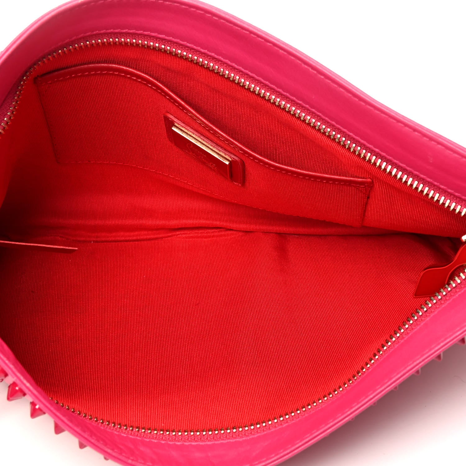 Christian Louboutin Calfskin Spikes Loubiposh Chain Clutch Fuchsia 5 of 9