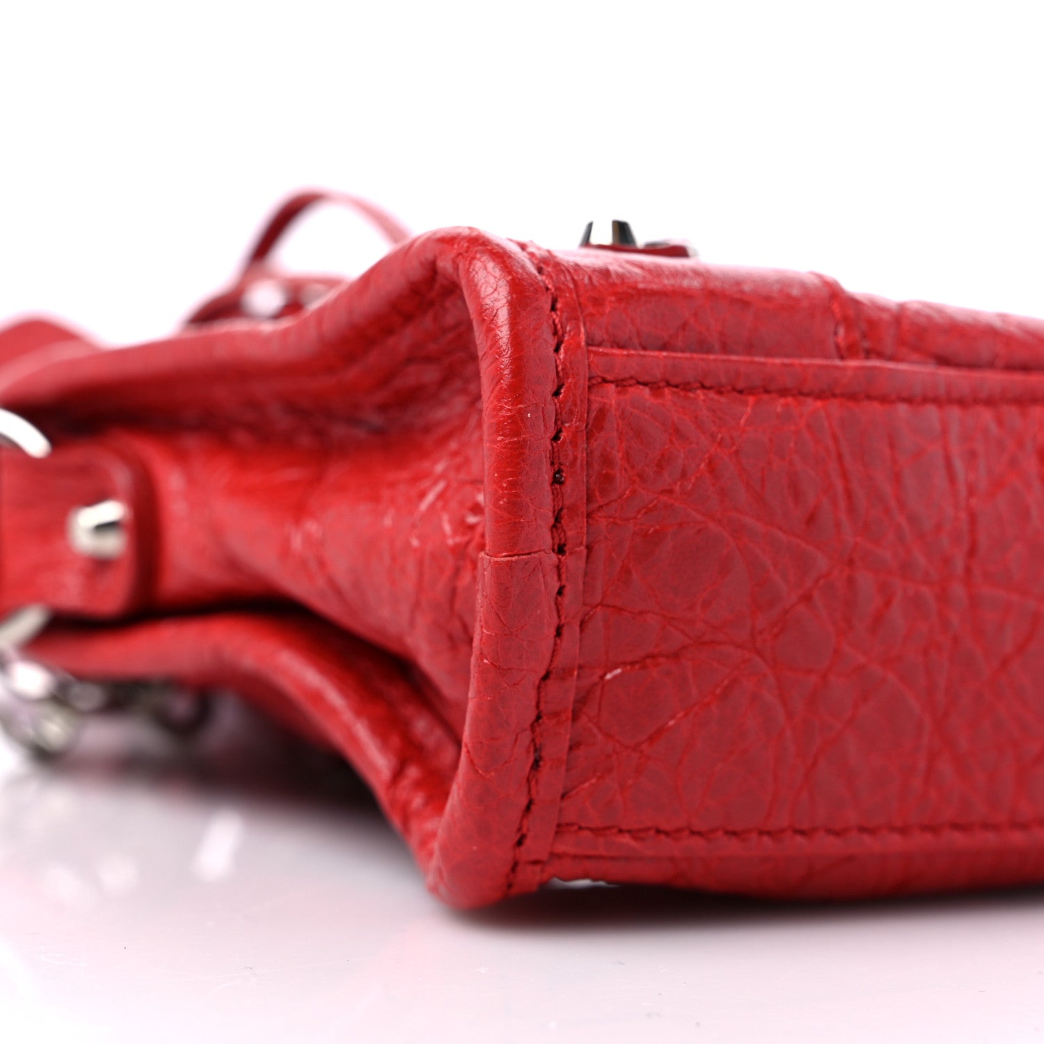 Balenciaga Agneau Classic Silver Hardware Nano City Rouge Groseille 9 of 10
