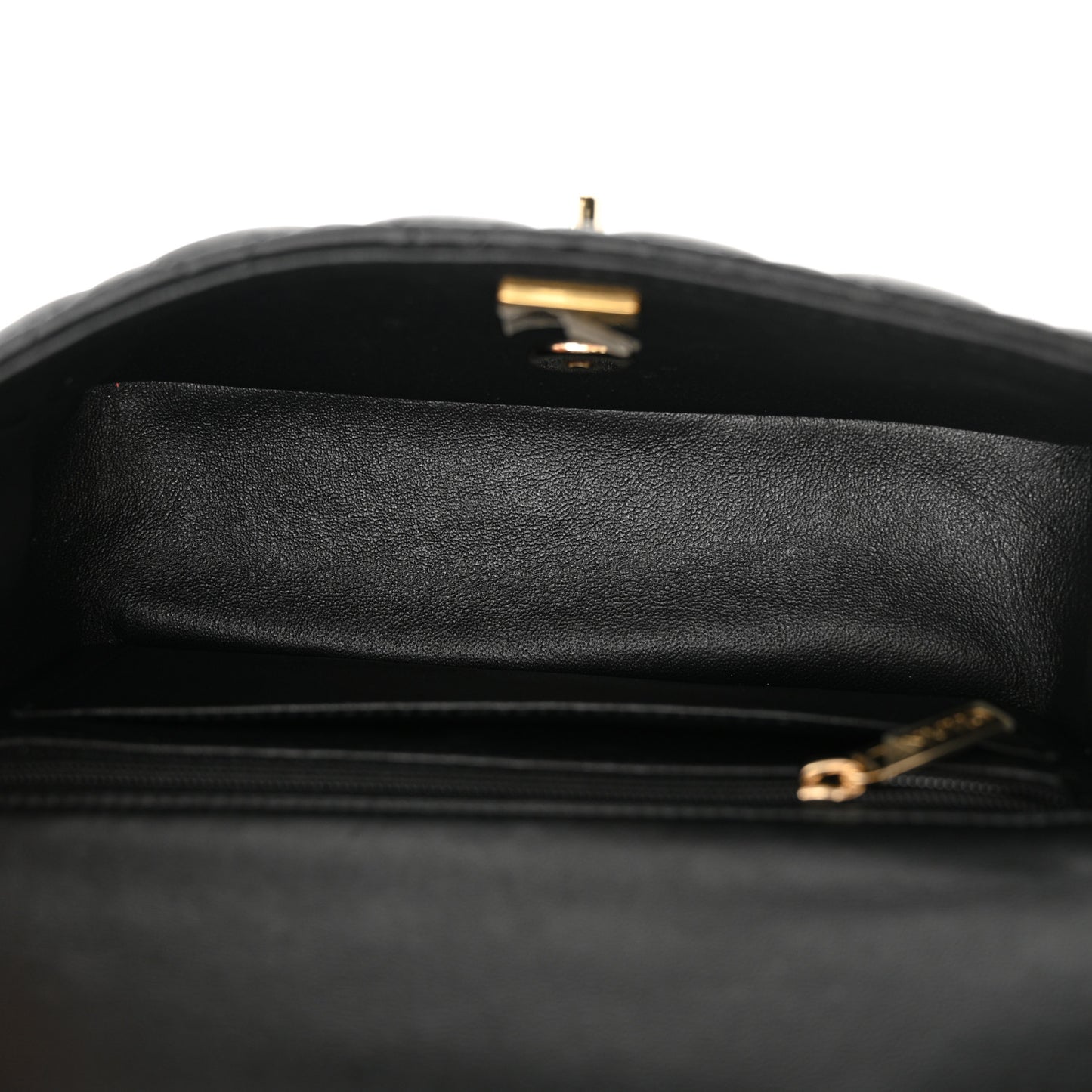 Lambskin Quilted Mini Top Handle Rectangular Flap Black