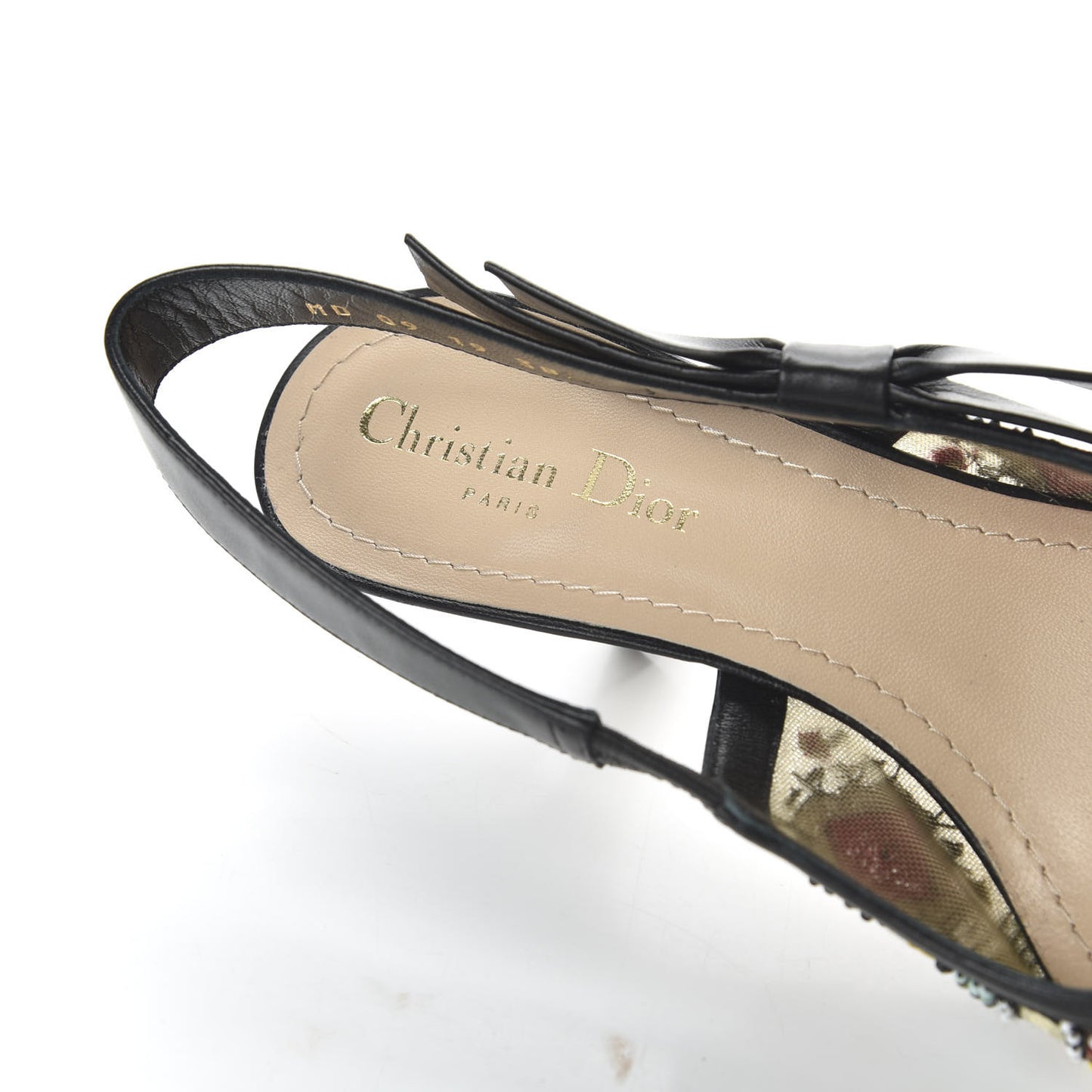 Embroidered Calfskin Beaded Sweet D Sling-Back Pumps 38.5 Black Turquoise