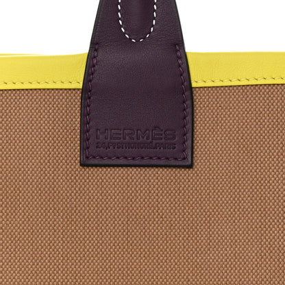 Hermes Military Toile Canvas Swift Steeple 25 Bag Chai Cassis Lime 9 of 14