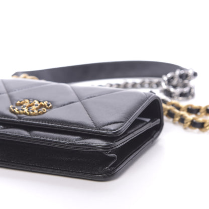 Chanel Lambskin Quilted 19 Wallet On Chain WOC Black 10 of 13