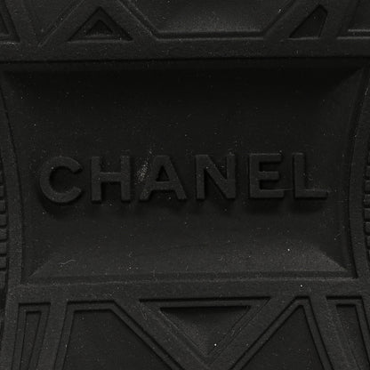 Chanel Suede Calfskin Embroidered CC Sneakers 40 Beige Black 7 of 10