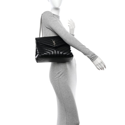 Saint Laurent Calfskin Y Quilted Monogram Medium Loulou Chain Satchel Black 2 of 11