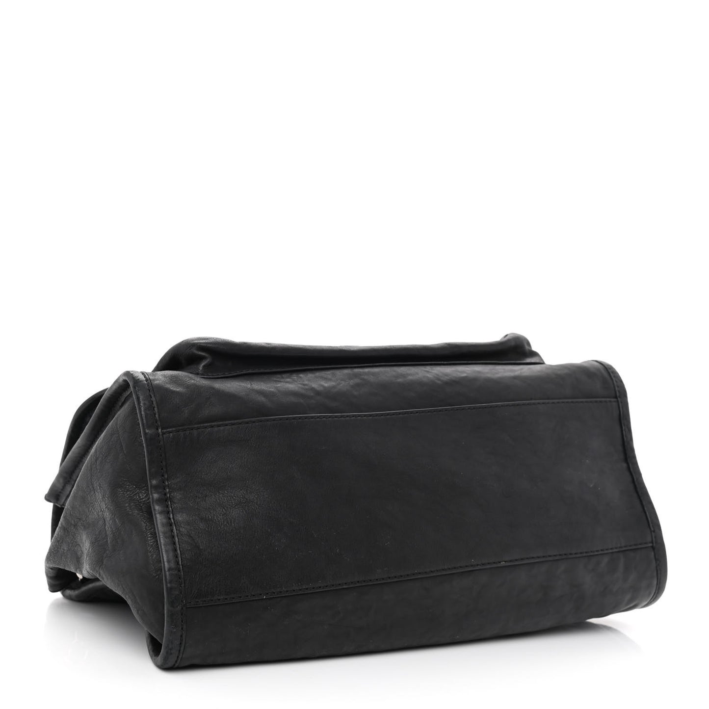 Washed Lambskin Accordion Flap Black