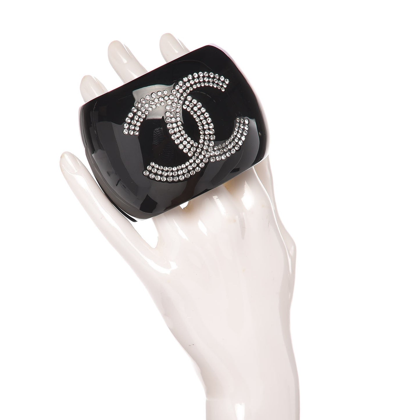 Resin Crystal CC Cuff Bracelet Black