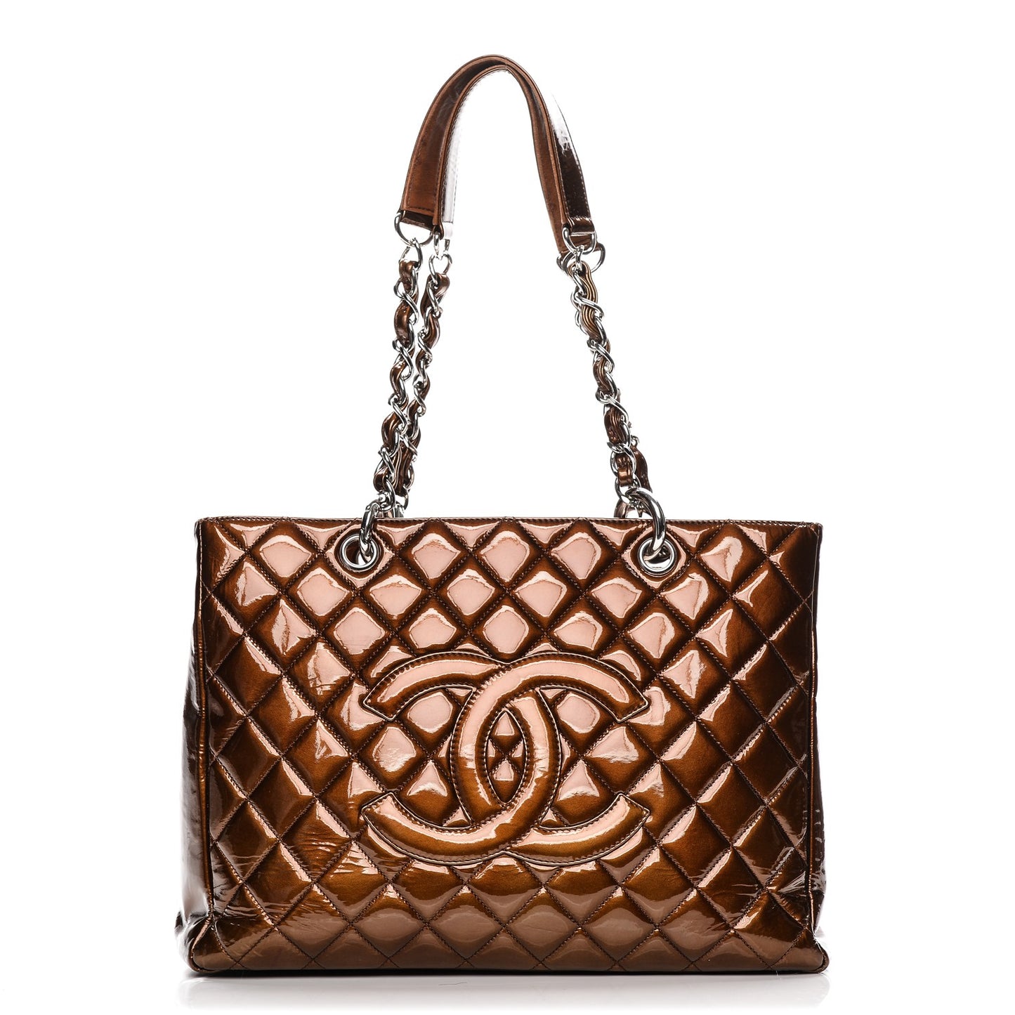 Metallic Patent Quilted Grand Shopping Tote GST Bronze