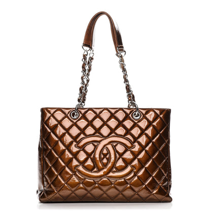 Chanel Metallic Patent Quilted Grand Shopping Tote GST Bronze 1 of 11