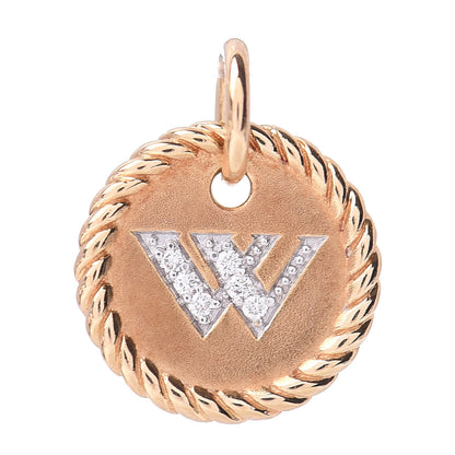David Yurman 18K Yellow Gold Diamond Initial W Charm 1 of 3