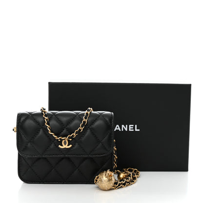 Chanel Lambskin Quilted Pearl Crush Clutch With Chain Black 12 of 12