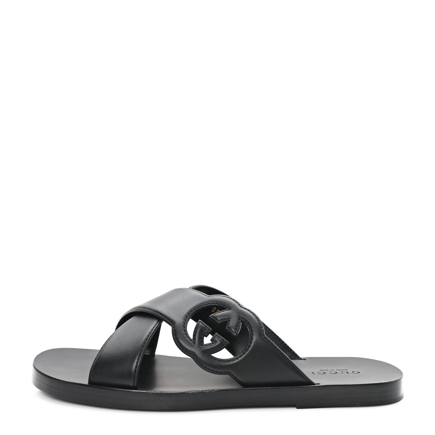 Gucci Cosmos Softy Calfskin Interlocking G Sandals 12 Black 1 of 10