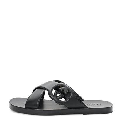 Gucci Cosmos Softy Calfskin Interlocking G Sandals 12 Black 1 of 10