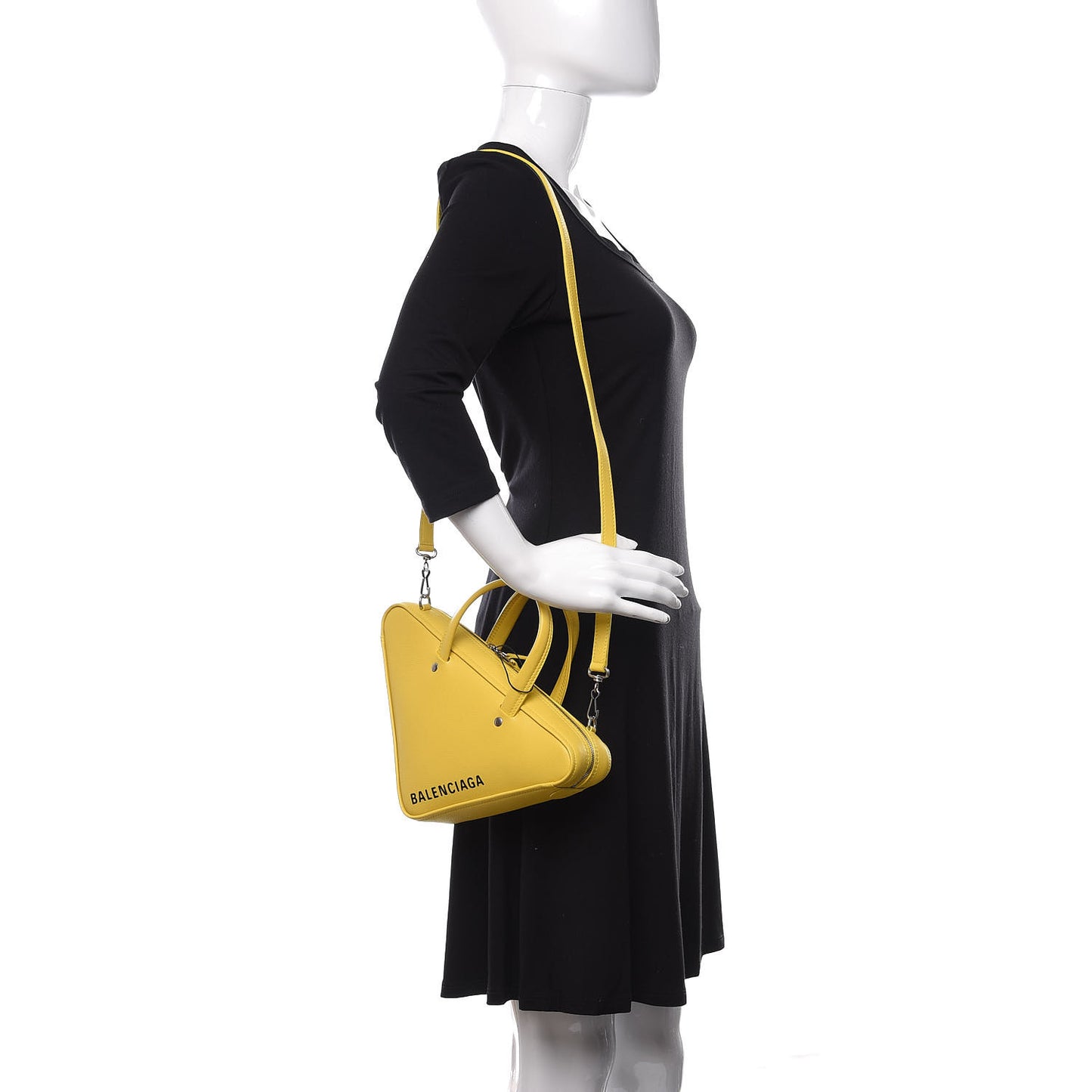 Shiny Day Calfskin Logo XS Triangle Duffle Jaune Black