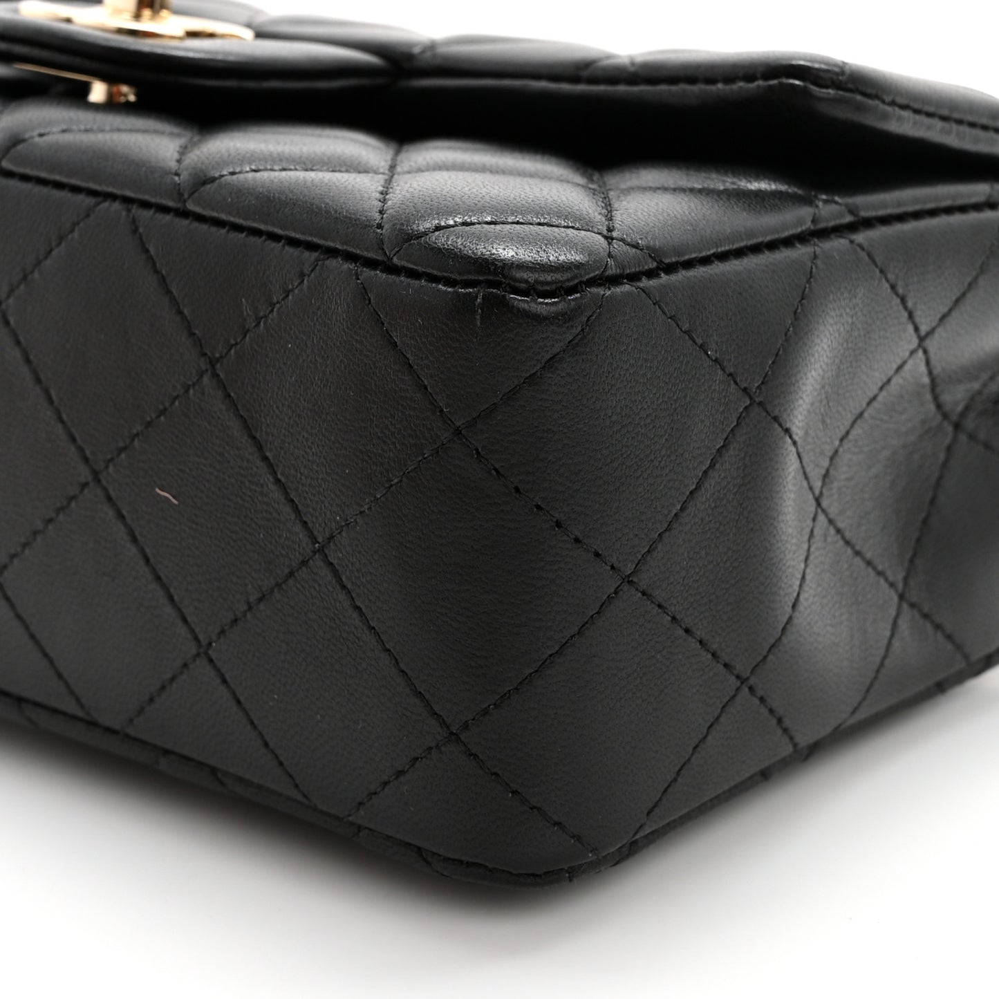 Lambskin Quilted Mini Rectangular Flap Black