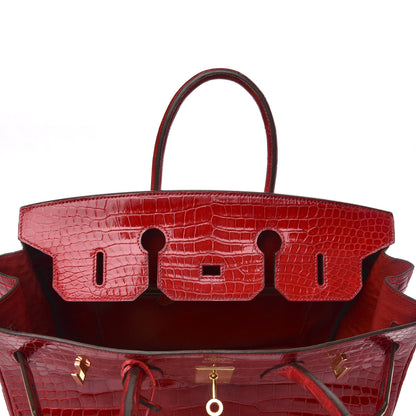 Hermes Shiny Porosus Crocodile Birkin 35 Braise 25 of 31