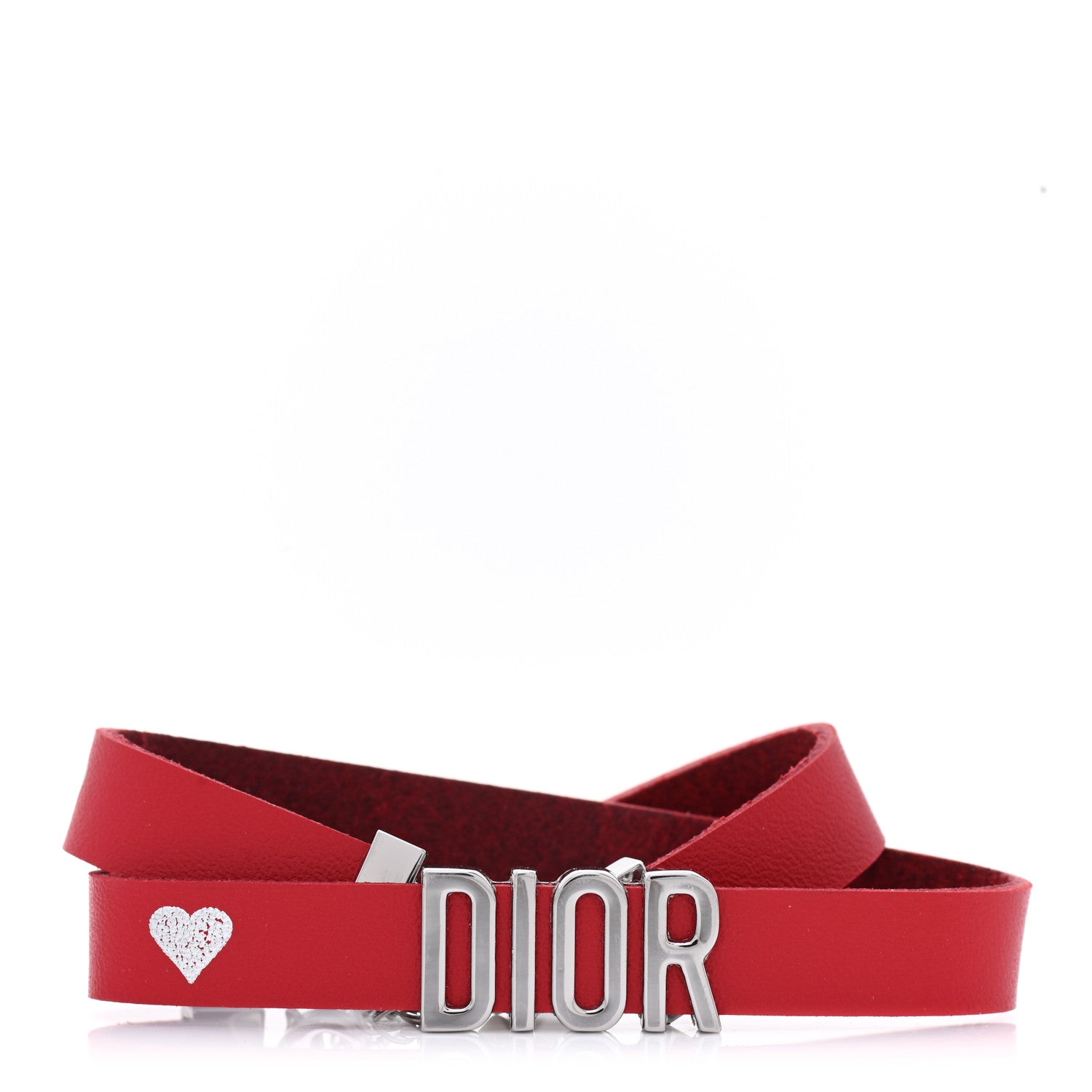 Christian Dior Calfskin Dior Heart Double Bracelet Red 1 of 4