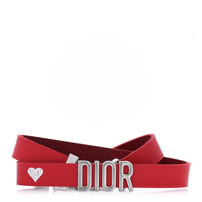 Christian Dior Calfskin Dior Heart Double Bracelet Red 1 of 4