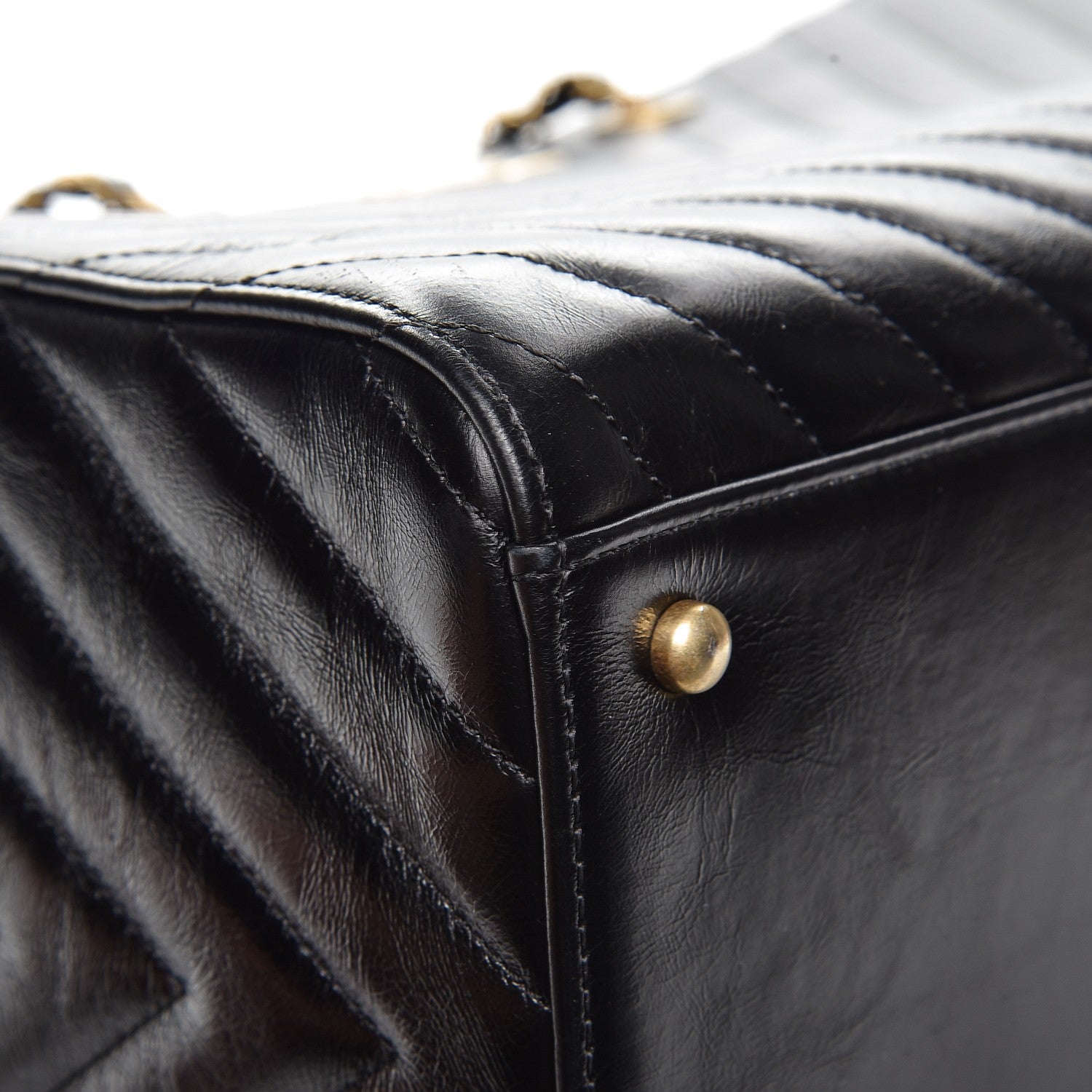 Chanel Glazed Calfskin Chevron Quilted Shopper Tote Black 13 of 15