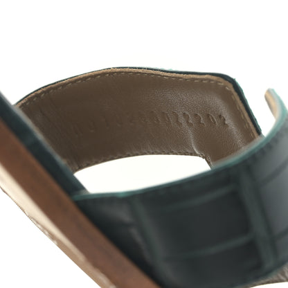 Hermes Matte Alligator Oran Sandals 36.5 Black 39.5 Emeraude 8 of 8