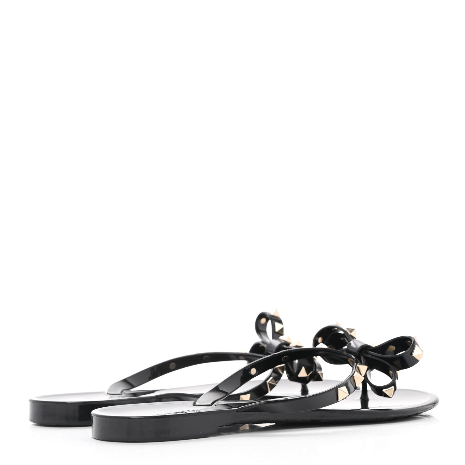 Valentino Garavani PVC Jelly Rockstud Bow Thong Sandals 41 Black 4 of 8
