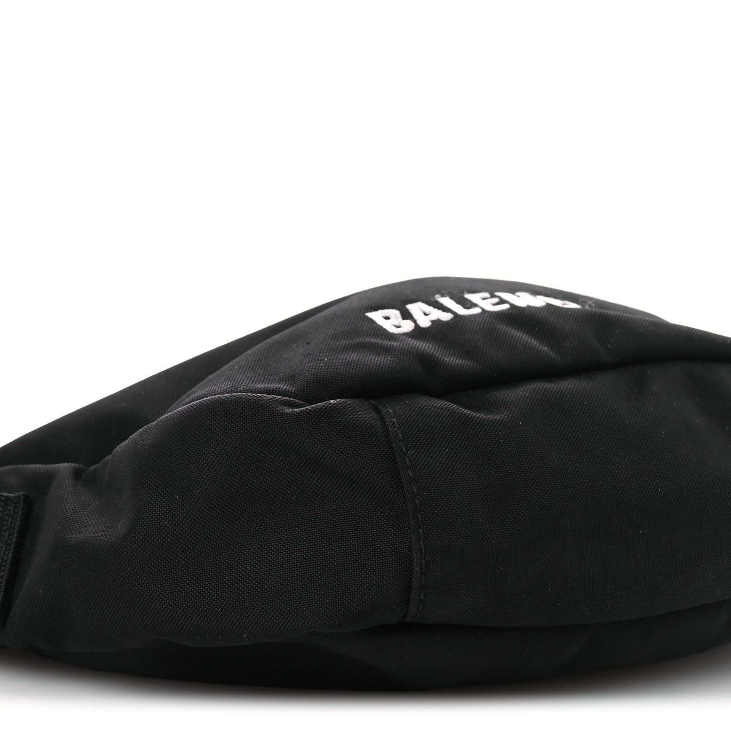 Balenciaga Recycled Sport Nylon Logo Embroidered Wheel Sling Bag Black White 9 of 14