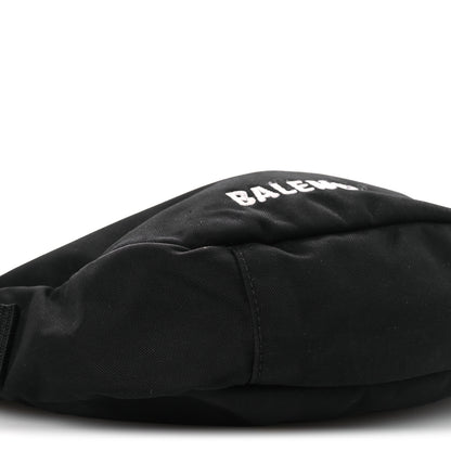 Balenciaga Recycled Sport Nylon Logo Embroidered Wheel Sling Bag Black White 9 of 14