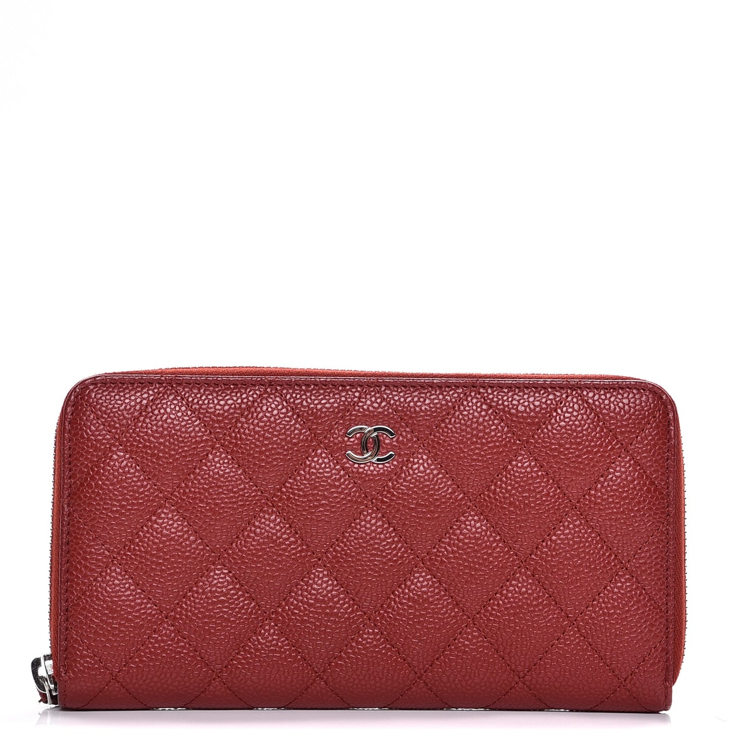 Caviar Quilted Large Gusset Zip Around Wallet Red