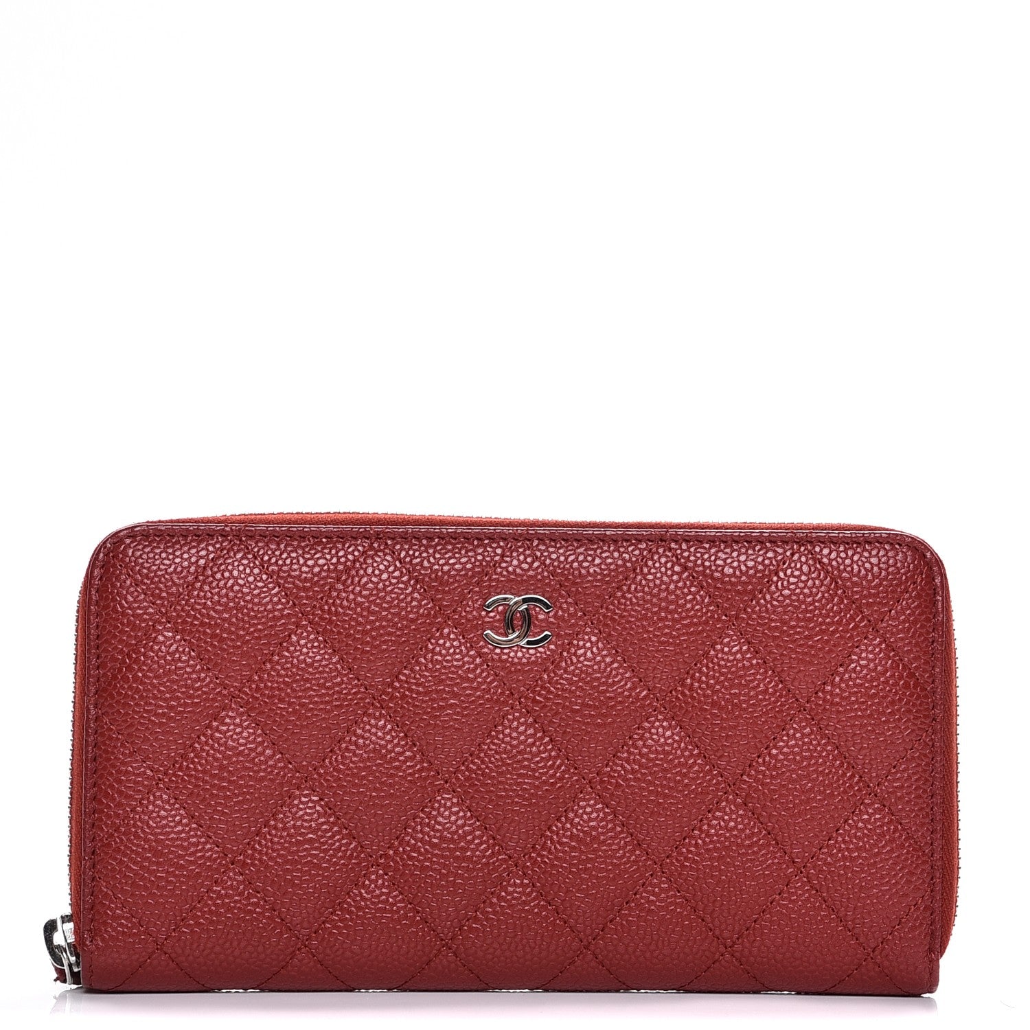 Chanel Caviar Quilted Large Gusset Zip Around Wallet Red 1 of 9