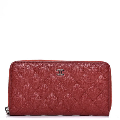 Chanel Caviar Quilted Large Gusset Zip Around Wallet Red 1 of 9